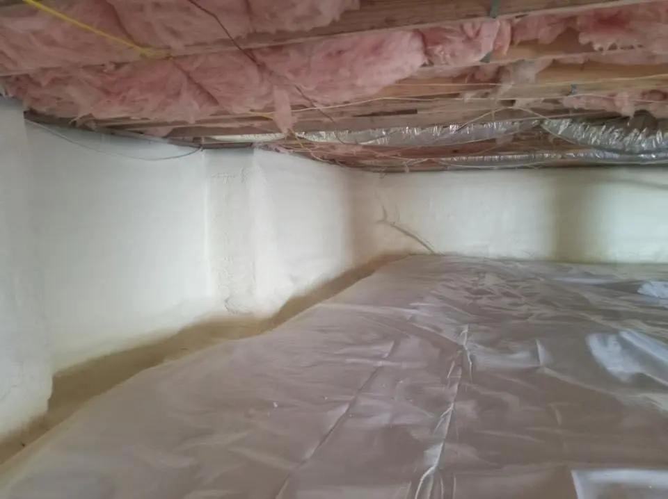 Crawl space encapsulation with closed-cell spray foam for Roof Waterproofing in Worthington
